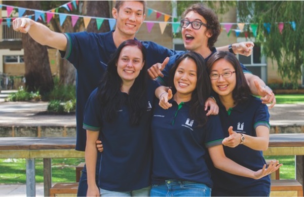 gorup of happy students